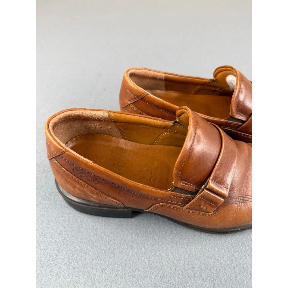 ECCO Edinburgh Loafers Mens EU‎ 41 US 7.5 Brown Leather Slip On Dress Shoes